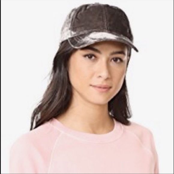 Madewell Accessories - Madewell Velvet Baseball Cap Silk Gray Adjustable